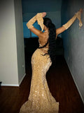 Red Shiny Pretty V Neck Long Bodycon Sexy Sequined Prom Dress Formal Evening Gown Party Dress HZ1023