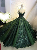 Green retro fashion shiny off-shoulder long sequined tulle prom dress evening dress sweet 16 years old dress graduation dress adult ceremony dress HZ1023