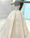 Ivory gorgeous elegant exquisite lace A-line long ball gown evening dress wedding dress HZ1023
