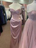Pink/green/blue Gorgeous Shiny Exquisite Beaded Long Slit Elegant Sexy Ball Gown Evening Dress Party Dress HZ1023