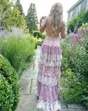 Purple Fashion Elegant Floral Long Chiffon Ball Gown Evening Dress Party Dress HZ1023