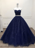 Royal blue/Purple gorgeous shiny exquisite beaded A-line long tulle ball gown evening dress HZ1023