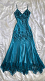 Blue shiny fashion exquisite beaded spaghetti strap long chiffon ball gown evening dress party dress HZ1023