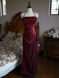 Yellow/Green/Burgundy Shiny Elegant Delicate Floral Backless Long Ball Dress Evening Dress Birthday Party Dress HZ1023