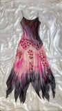 Pink Gradient Gorgeous Lightweight Exquisite Beaded Spaghetti Strap Long Chiffon Ball Gown Evening Gown Party Dress HZ1023