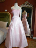 Pink Spaghetti Strap Tulle Tulle Elegant Long Satin Ball Gown Evening Dress HZ1023