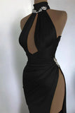 Burgundy Elegant Off-the-shoulder High Neck Exquisite Beading Long Sexy Slit Ball Gown Evening Gown Party Dress HZ1023