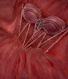 Pink Sparkling A-Line Long Beaded Elegant Halter Neck tulle Ball Gown Evening Dress HZ1023