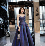 Simple satin long prom dress A line evening gown HZ1023