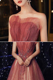 Shiny tulle sequins long prom dress A line evening dress HZ1023
