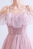 Pink tulle short A line prom dress homecoming dress HZ1023