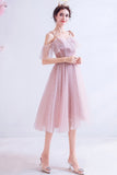 Pink tulle short A line prom dress homecoming dress HZ1023