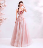 Cute tulle lace long A line prom dress evening dress HZ1023
