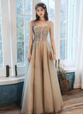 Lovely tulle lace long prom dress evening dress HZ1023