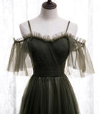 Simple tulle long A line prom dress evening dress HZ1023