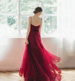 Cute tulle long A line prom dress evening gown HZ1023