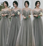 Cute tulle long A ine prom dress evening gown HZ1023