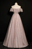 Shiny tulle sequins long A line prom dress evening dress HZ1023