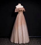 A line tulle sequins long prom dress evening dress HZ1023