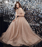 Elegant tulle beads long prom dress evening dress HZ1023