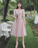 Cute tulle short prom dress party dress HZ1023