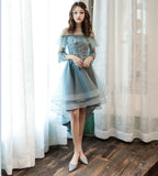 Blue lace homecoming dress bridesmaid dress HZ1023