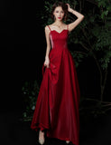 Simple long prom dress burgundy evening dress HZ1023