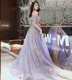 Shiny tulle sequins long prom dress evening dress HZ1023