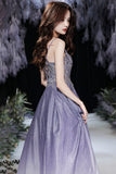 Stylish v neck lace long prom dress evening dress HZ1023