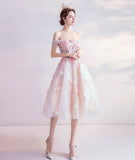 Pink tulle lace short prom dress homecoming dress HZ1023