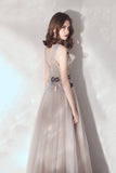 Cute v neck tulle long prom dress evening dress HZ1023