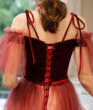 Stylish velvet tulle long prom dress evening dress HZ1023
