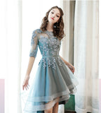 Blue lace homecoming dress bridesmaid dress HZ1023