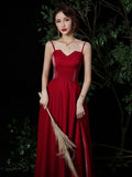 Simple long prom dress burgundy evening dress HZ1023