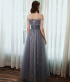 A line tulle sequins long prom dress HZ1023