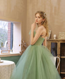 Green tulle short prom dress homecoming dress HZ1023