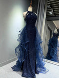 Burgundy/Black Shiny Bodycon Sequined Long Elegant Ball Gown Evening Dress HZ1023