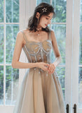 Lovely tulle lace long prom dress evening dress HZ1023