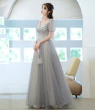 ray tulle beads long prom dress evening dress HZ1023