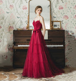 Cute tulle long A line prom dress evening gown HZ1023