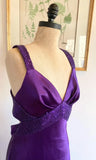 Purple Retro Fashion V-neck Elegant Exquisite Sequined Long Floor Length Satin Ball Gown Evening Dress Party; Dress HZ1023