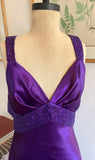 Purple Retro Fashion V-neck Elegant Exquisite Sequined Long Floor Length Satin Ball Gown Evening Dress Party; Dress HZ1023