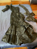 Olive Green/Black Gorgeous Shiny Exquisite Beading One Shoulder Long Style Sequin Party Dress Prom Dress Evening Dress HZ1023