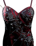 Burgundy Gorgeous Vintage Fashion Elegant Exquisite Beaded Long Satin Ball Gown Evening Dress Party Dress Matching Shawl HZ1023