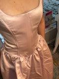 Light Pink Retro Fashion Elegant Square Neck A-Line Long Satin Princess Ball Gown Evening Dress Party Dress HZ1023
