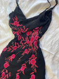 Black gorgeous delicate Beads floral applique spaghetti straps long elegant tulle ball gown evening dress HZ1023