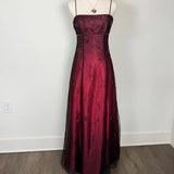 Burgundy Spaghetti Straps Exquisite Beaded Long Tulle Ball Gown Evening Dress prom dress HZ1023