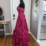 Pink Gorgeous Vintage Elegant Exquisite Beaded Long Satin Ball Gown Evening Dress Quinceanera Formal Dress HZ1023