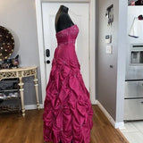 Pink Gorgeous Vintage Elegant Exquisite Beaded Long Satin Ball Gown Evening Dress Quinceanera Formal Dress HZ1023