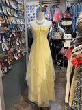 Yellow Elegant Sweet Sleeveless A-Line Tulle Long Chiffon Ball Gown Party Dress Bridesmaid Dress Wedding Guest Party Dress HZ1023